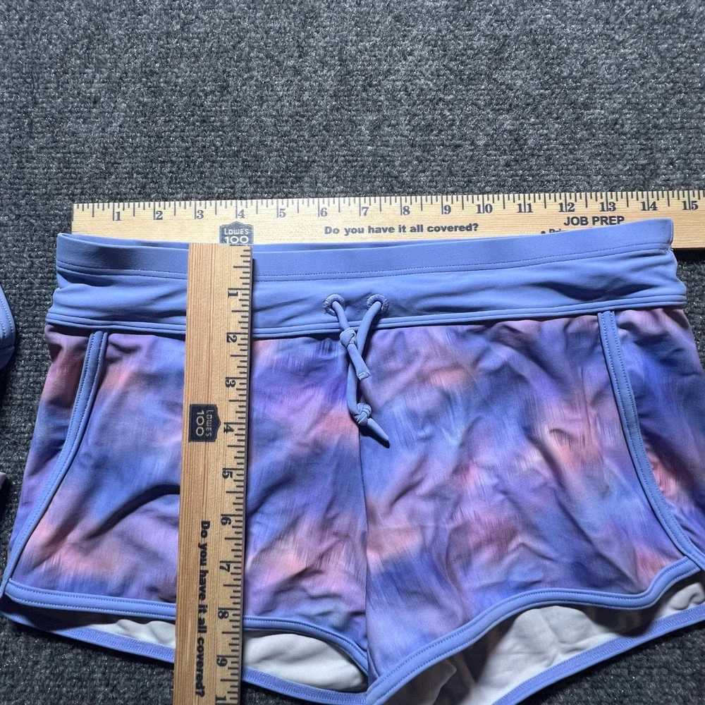 Athleta Girl Purple Pink Tie Dye Tankini Swimsuit Set XL 14 Swim Shorts Beach
